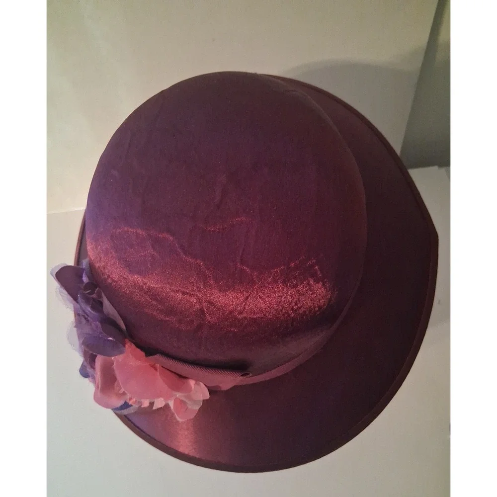 August Hat Co. Women's Burgundy Sheen Wedding Church Dress Hat with Flowers